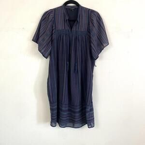 LUCKY BRAND navy stipe pattern short sleeve mini shift dress